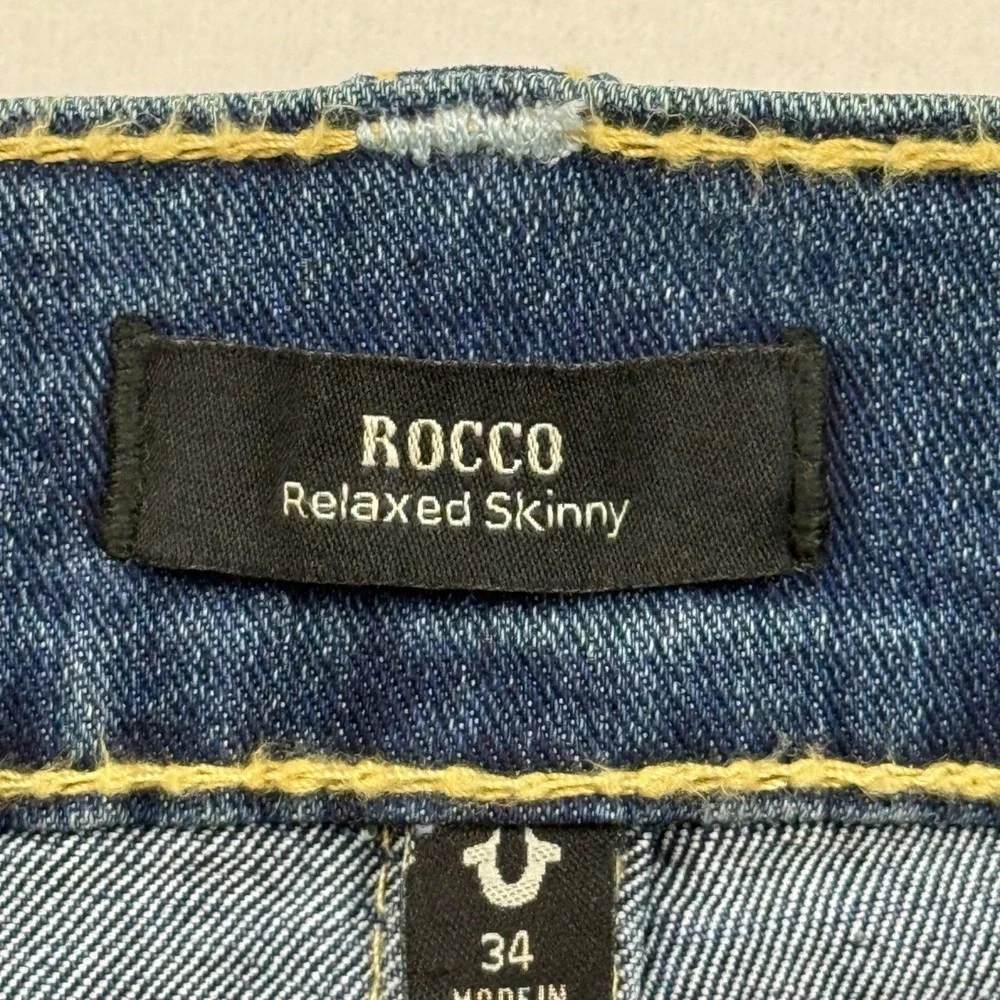 True Religion Men's Rocco Big T Stretch Skinny Abyss Blue Denim Jeans 34x32 NWT